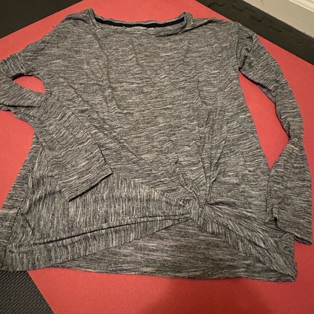 Athleta Charcoal Long Sleeve Top with Twist Detail